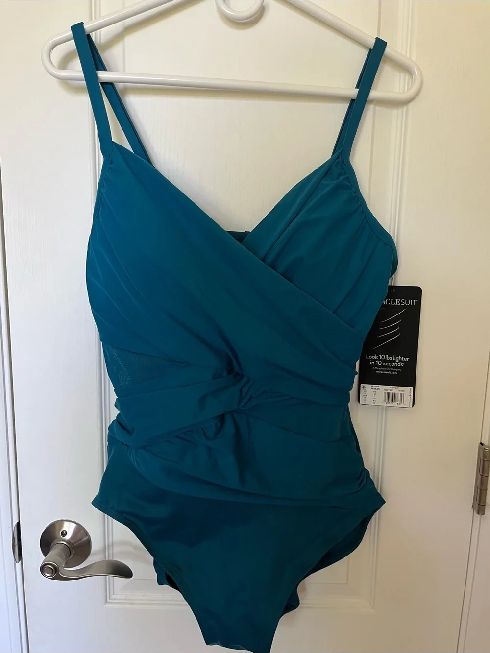 🆕 Miraclesuit Mystique Swimsuit One Piece  Mesh Slimming Teal Blue Size 16